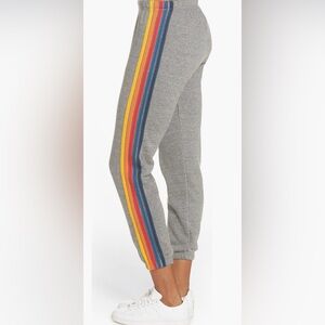 AVIATOR NATION 5 STRIPE WOMEN'S SWEATPANTS HEATHER GREY SIZE L